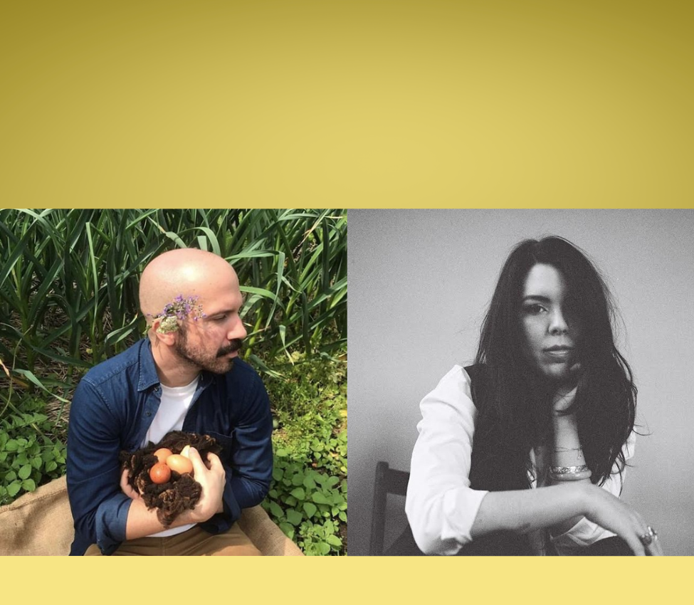 Two photos of the new faculty Lucas de Lima and T Kira Māhealani Madden on a yellow background.