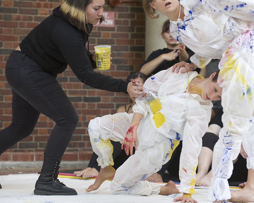 Student dancers perform outside the Museum