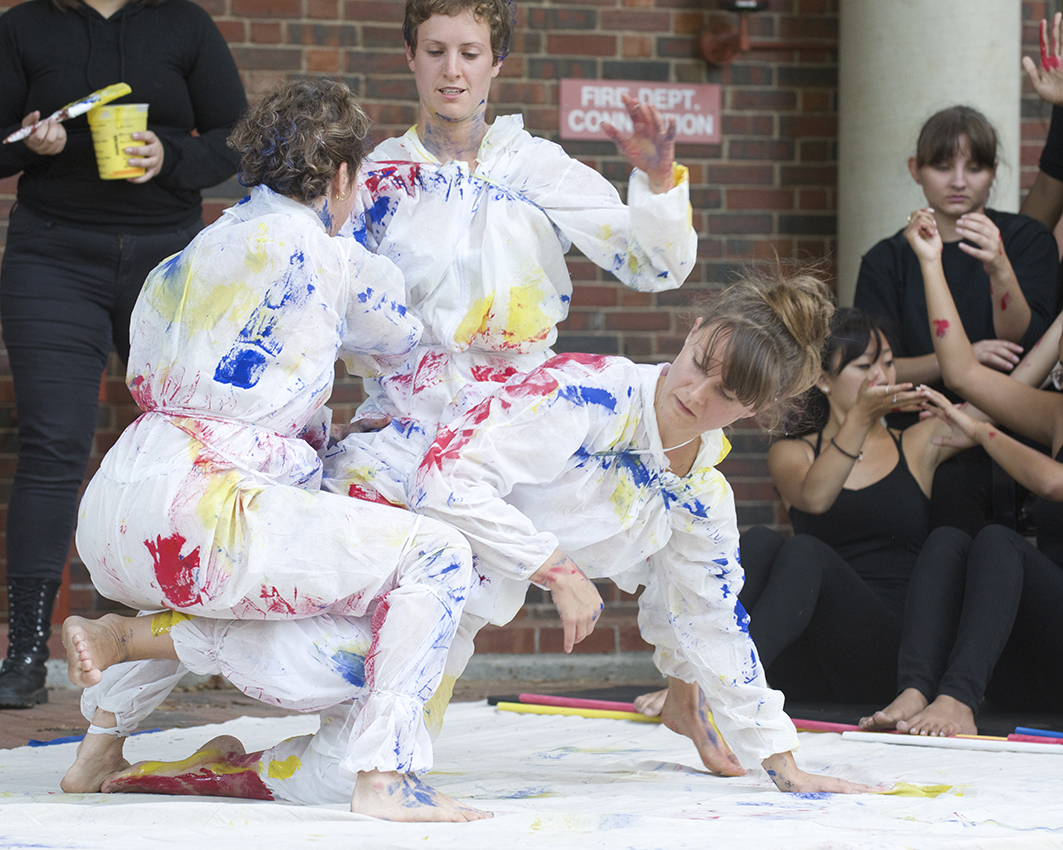 Student dancers perform outside the Museum