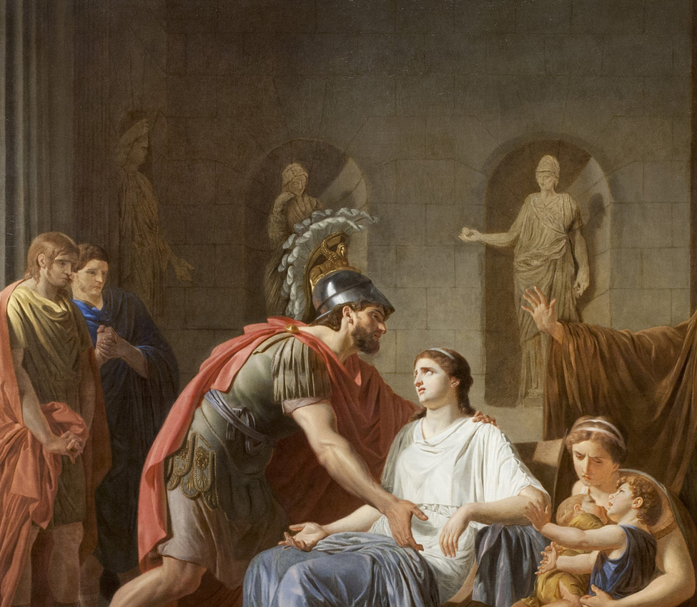 Etienne Aubry (French, 1745-1781), Les Adieux de Coriolan à sa Femme au moment qu'il part pour se rendre chez les Volsques (detail), ca. 1780