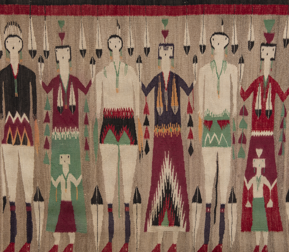 Artist unknown (Navajo), Yeibichai dancers with children (detail), ca. 1925, from the Collection of Rebecca and Jean-Paul Valette