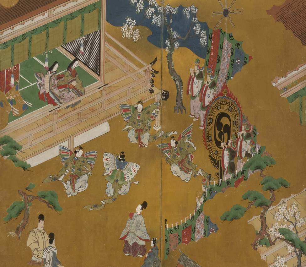 Kano, Masamitsu, also known as Eishunsai (Japanese, d. 1765), Six-fold screen with scenes from Tale of Genji (detail), mid 18th century