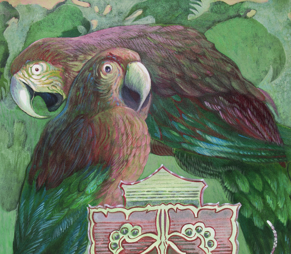 Ellen Lanyon (American, 1926-2013), Macaws (detail), from the series Beyond the Borders