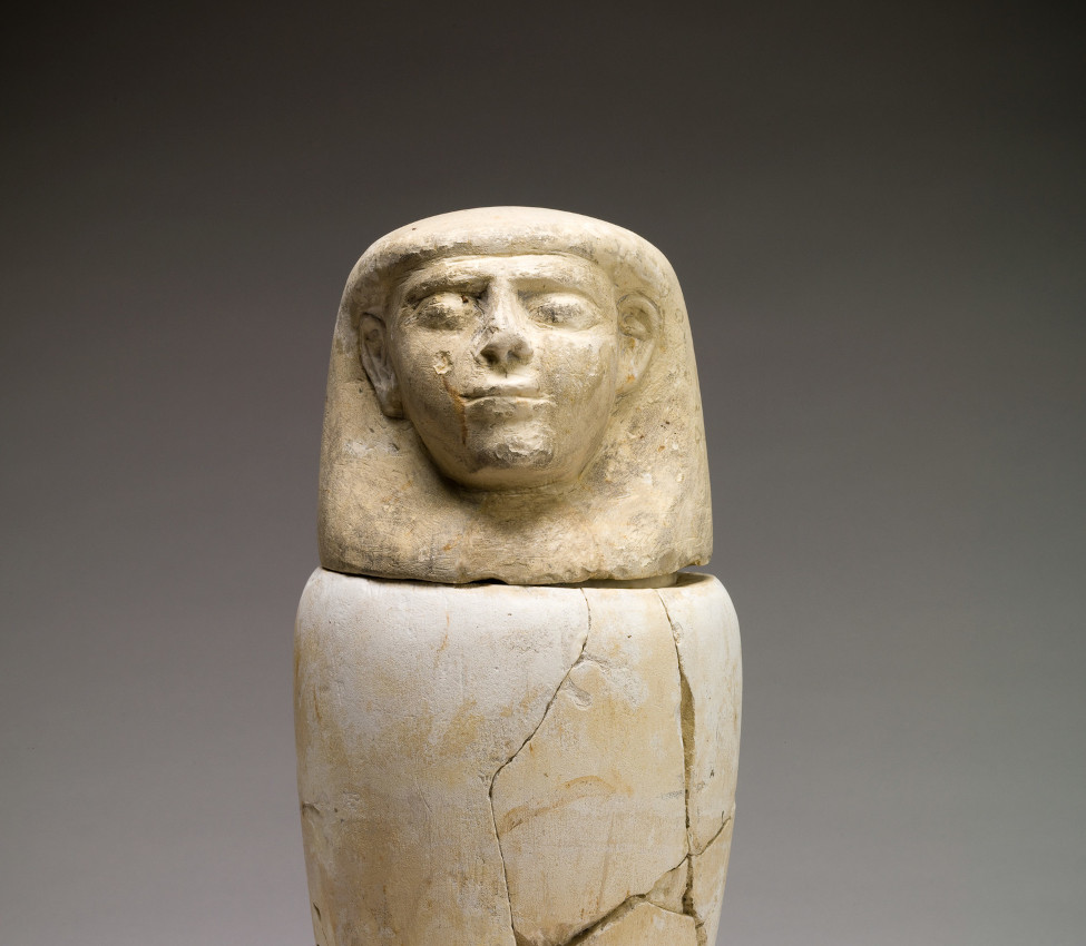 Unknown (Egyptian), Canopic jar with human head (detail), 1293-1070 BCE (New Kingdom, Dynasties 19-20)