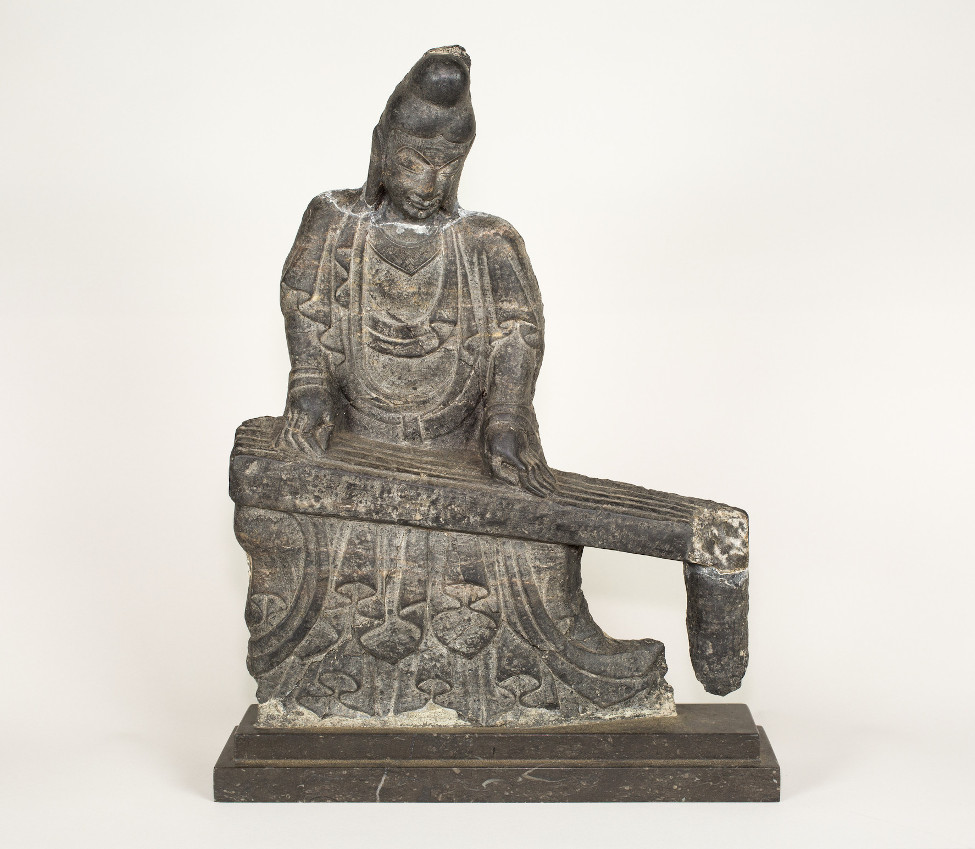 Unknown (Chinese), A musician playing the qin, 6th century CE