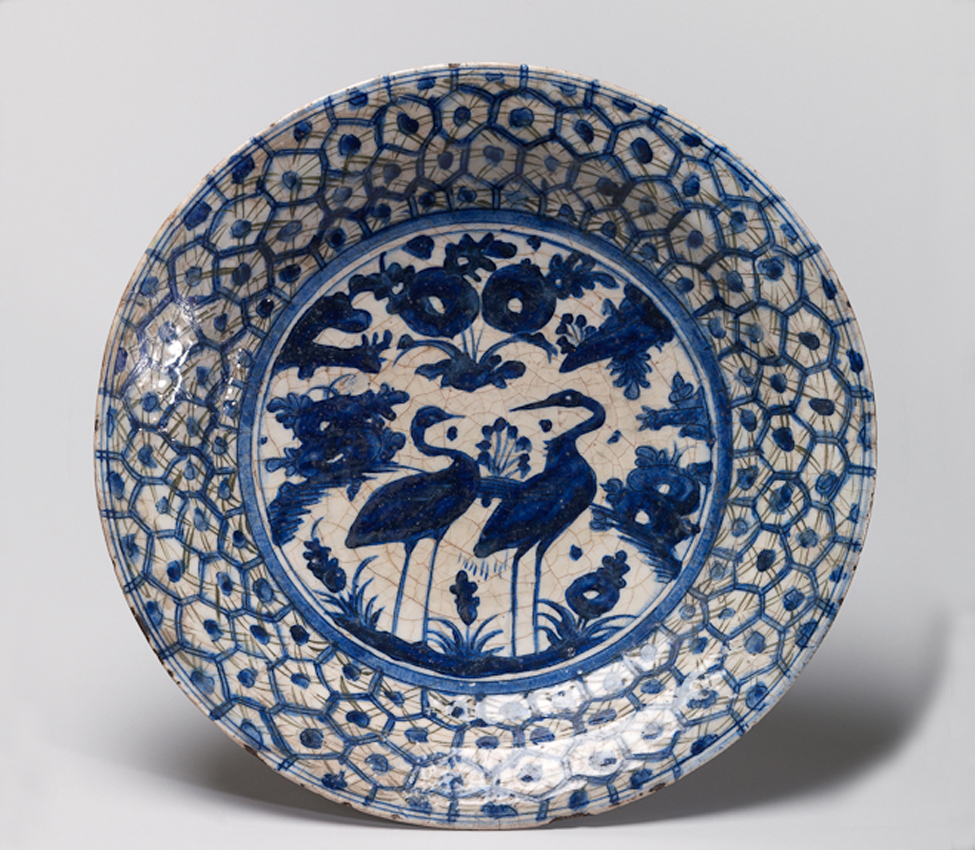 Maker Unknown (Persian), Dish with Two Cranes
