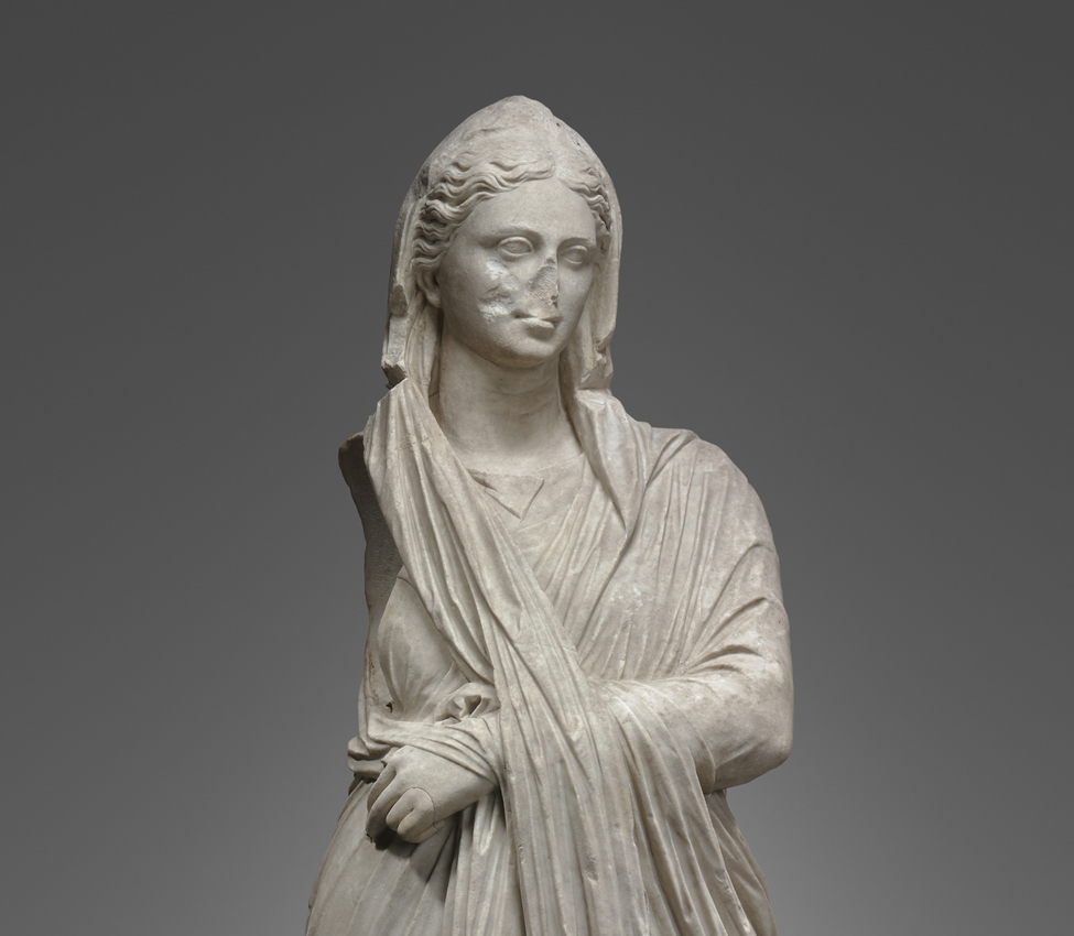 Portrait Statue of a Woman, Roman, 1st century B.C.–early 1st century A.D. Marble. Yale University Art Gallery, Yale University Art Gallery