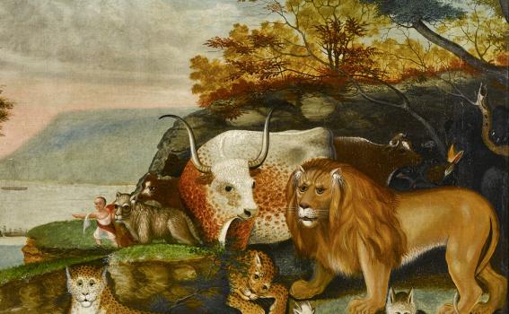 Edward Hicks (American, 1780-1849), Peaceable Kingdom, oil on canvas, 1845-1847