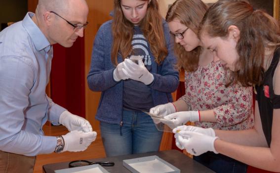 Desmond Fitz-Gibbon with students, Spring 2019