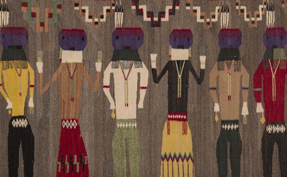 Unknown artist (Navajo), Yeibichai dance team, ca. 1925, handspun wool, From the Collection of Rebecca and Jean-Paul Valette