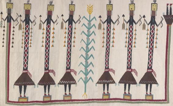 Unknown artist (Navajo), Weaving with Yei figures (detail), ca. 1935-40