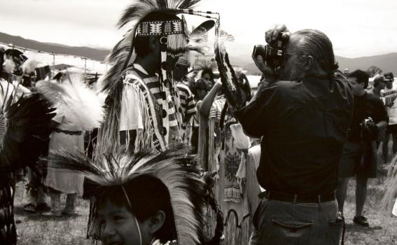Zig Jackson (Mandan, Hidatsa, Arikara, American, b. 1957), Indian Photographing Tourist Photographing Indian, #1 of 4, Taos, New Mexico (detail), 1992 negative, 2018 print