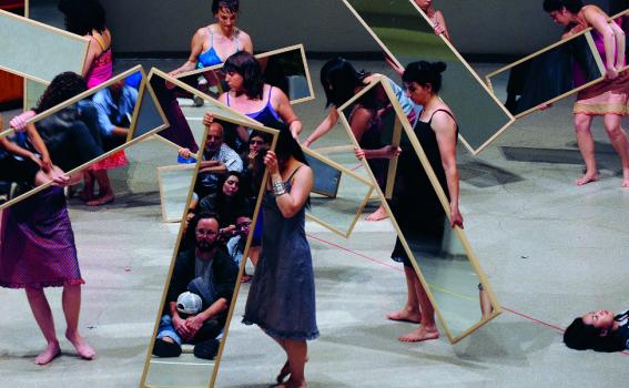Performance view of Mirror Piece I (Reconfigured) (1969/2010), Solomon R. Guggenheim Museum, New York, 2010 Performance view of Mirror Piece I (Reconfigured) (1969/2010), Solomon R. Guggenheim Museum, New York, 2010