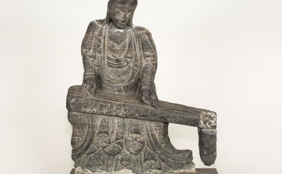 Unknown (Chinese), A musician playing the qin, 6th century CE