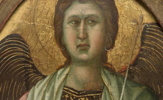 Duccio (Italian, Sienese, ca. 1255-before 1319), Detail of an Angel (pinnacle from the Maestà altarpiece), ca. 1308-1311