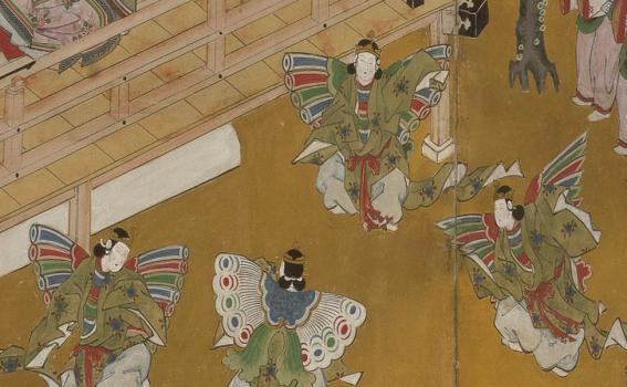Masamitu Kano, also known as Eishunsai (Japanese, d. 1765), Six-fold screen with scenes from Tale of Genji (detail), mid 18th century Masamitu Kano, also known as Eishunsai (Japanese, d. 1765), Six-fold screen with scenes from Tale of Genji (detail), mid 18th century