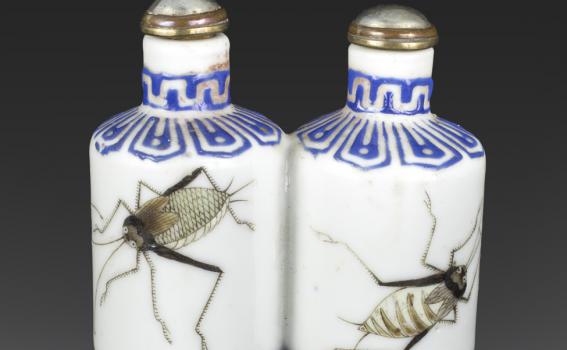 Maker Unknown (Chinese), Double snuff bottle with crickets, late 19th century Maker Unknown (Chinese), Double snuff bottle with crickets, late 19th century