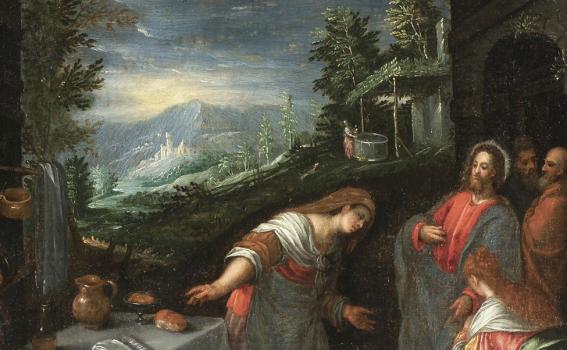Giambattista Bassano (Italian, 1553-1613), Christ in the House of Mary and Martha (detail), after 1576-77 Giambattista Bassano (Italian, 1553-1613), Christ in the House of Mary and Martha (detail), after 1576-77