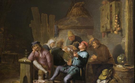 Hendrik Martensz Sorgh (Dutch, 1609/11-1670), An Inn Interior with Peasants, ca. 1641-1645 (detail)