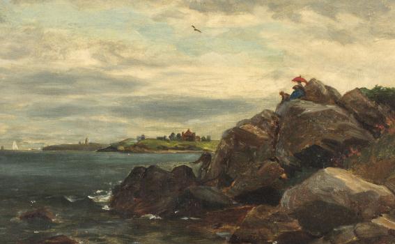 Edward Mitchell Bannister (American, born in Canada, 1828-1901), Untitled [Rhode Island Coastal Scene] (detail), ca. 1885-1889
