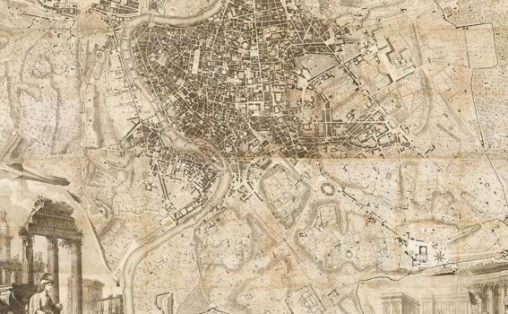 Giovanni Battista; Domenico Pronti, Nuova Pianta di Roma, 1748 Nolli map; 1795 Pronti prints