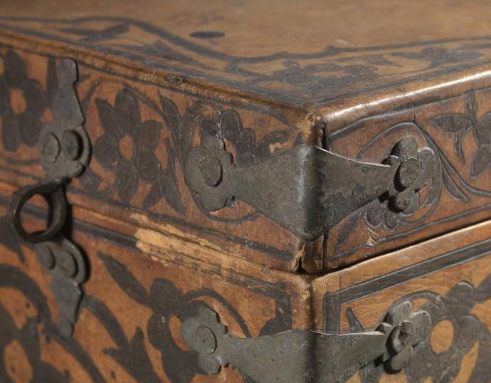 Unknown, Fidelia Fiske's document box, mid 19th century, wood, leather, iron, and paper