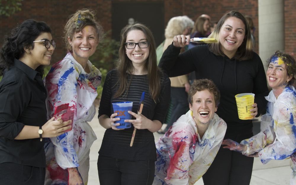 Dancers and artists, left to right: Qanitah Malik, Joy Davis, Gabby Kruczynski, Shaina Cantino, Luna Lopez, and Jen Polins