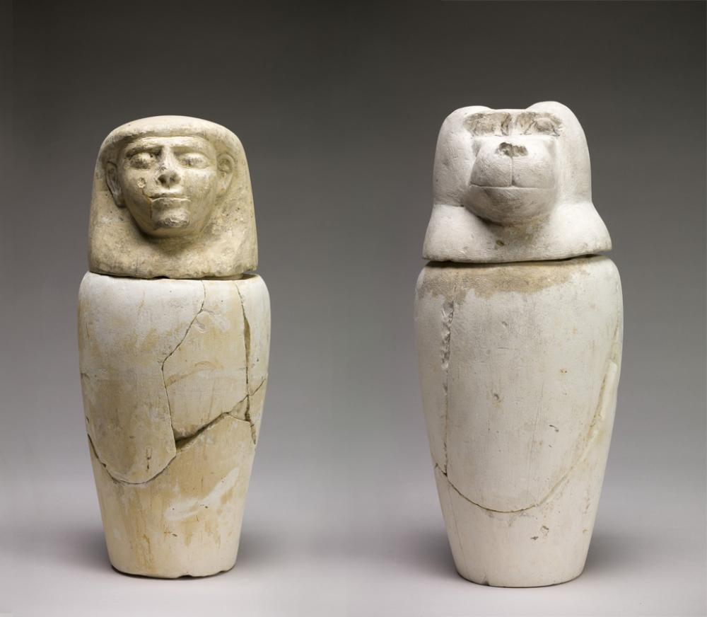 Maker Unknown (Egyptian), Canopic Jars, 1293-1070 BCE (New Kingdom, Dynasties 19-20) Maker Unknown (Egyptian), Canopic Jars, 1293-1070 BCE (New Kingdom, Dynasties 19-20)