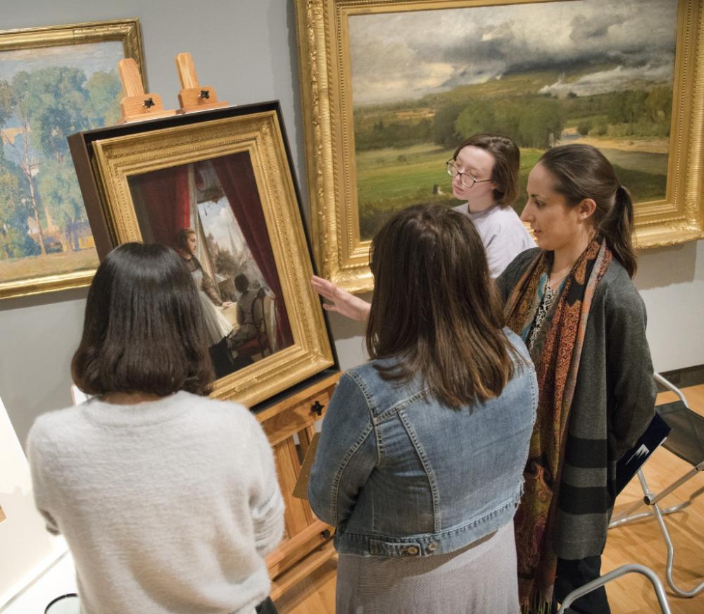 Students of Christine Delucia in the galleries, fall 2017