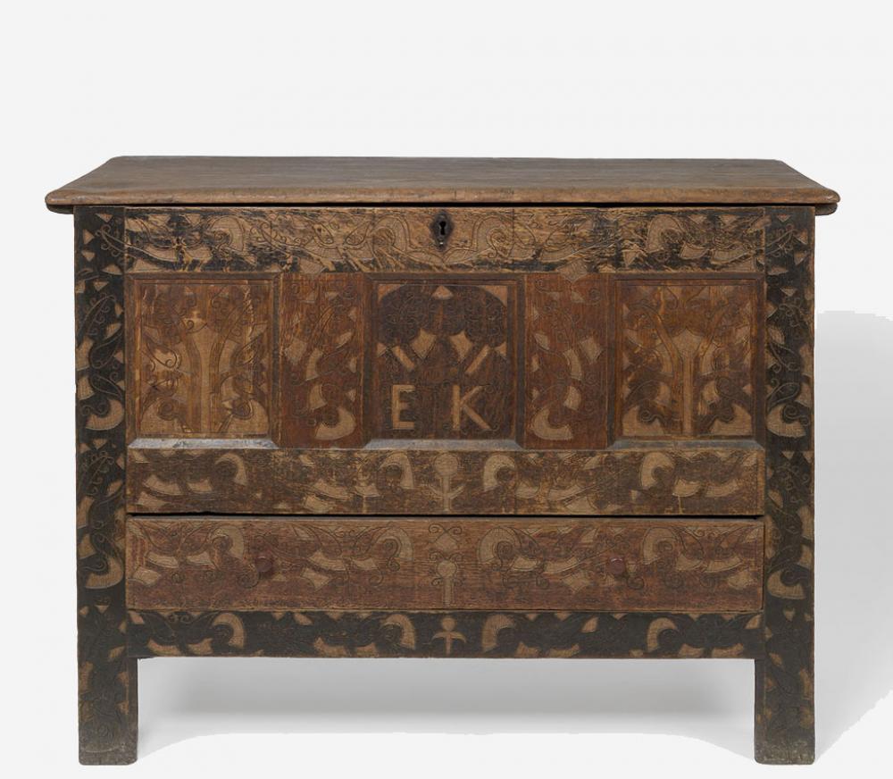 Maker Unknown (American; British), EK Hadley Chest, ca. 1700