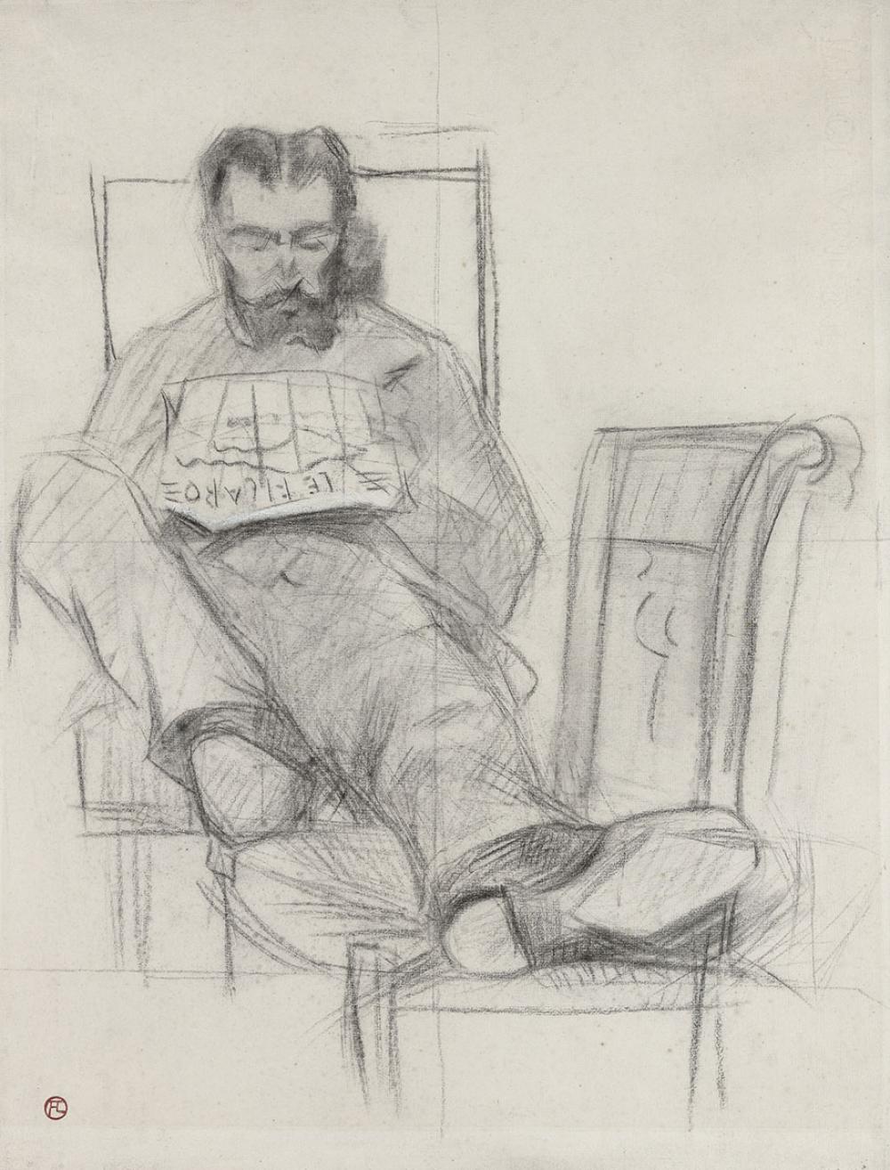 Toulouse-Lautrec, Henri de; Charles de Toulouse-Lautrec reading 'Le Figaro'