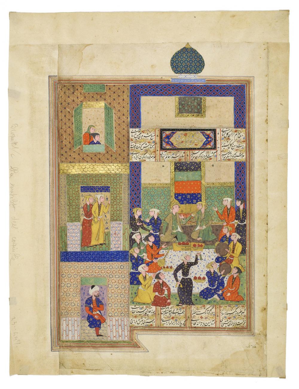 Persian, Bahram Gur visits the Green Pavilion, from the Haft Paykar (Seven Beauties) Persian, Bahram Gur visits the Green Pavilion, from the Haft Paykar (Seven Beauties)