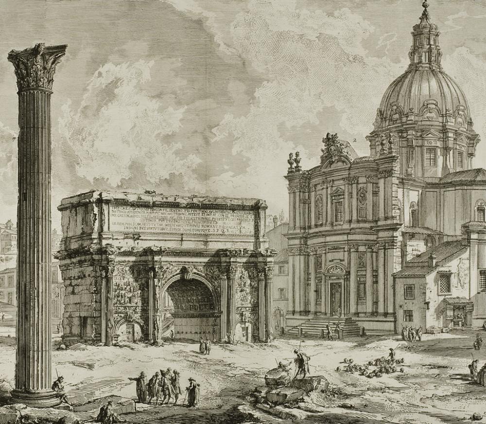 Giovanni Battista Piranesi (Italian, 1720-1778), Arco di Settimio Severo [The Arch of Septimius Severus] from the series Vedute di Roma [Views of Rome], 1759