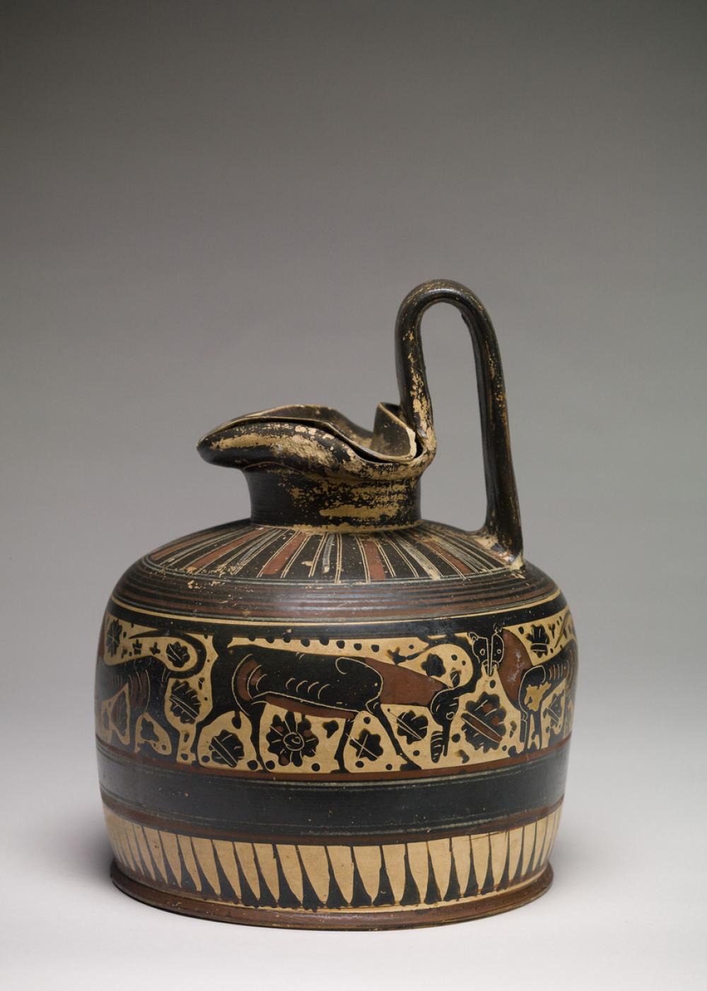 Greek, Trefoil-lipped oinochoe with animals