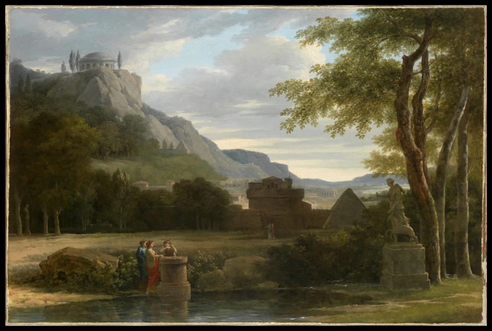 Valenciennes, Pierre Henri de, Classical Greek Landscape with Girls Sacrificing Their Hair to Diana Valenciennes, Pierre Henri de, Classical Greek Landscape with Girls Sacrificing Their Hair to Diana