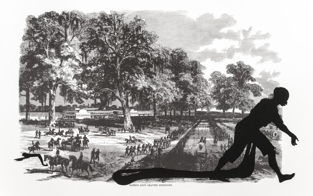 Kara Walker (American, b. 1969), Banks's Army Leaving Simmsport, from the series Harper's Pictorial History of the Civil War (Annotated), 2005