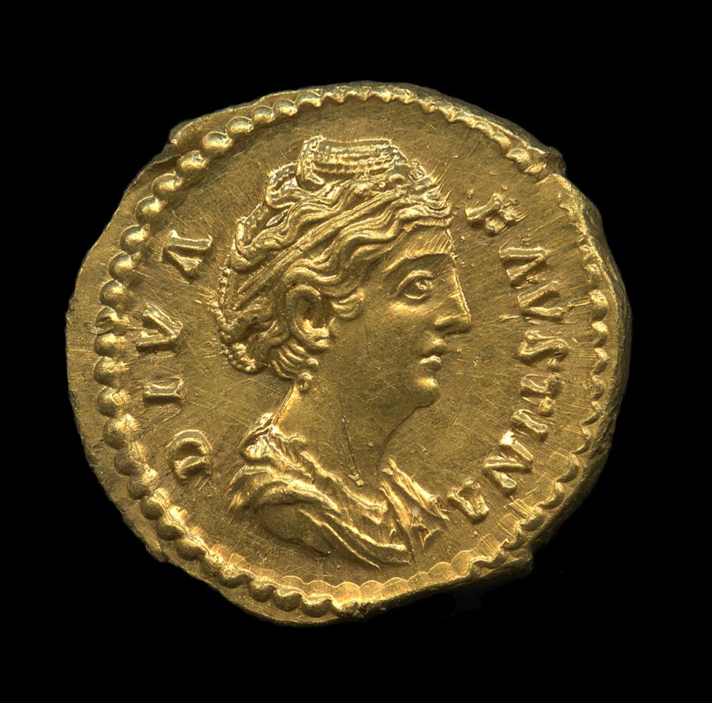 Antoninus Pius (minted under), Aureus of Faustina the Elder, obv. Antoninus Pius (minted under), Aureus of Faustina the Elder, obv.