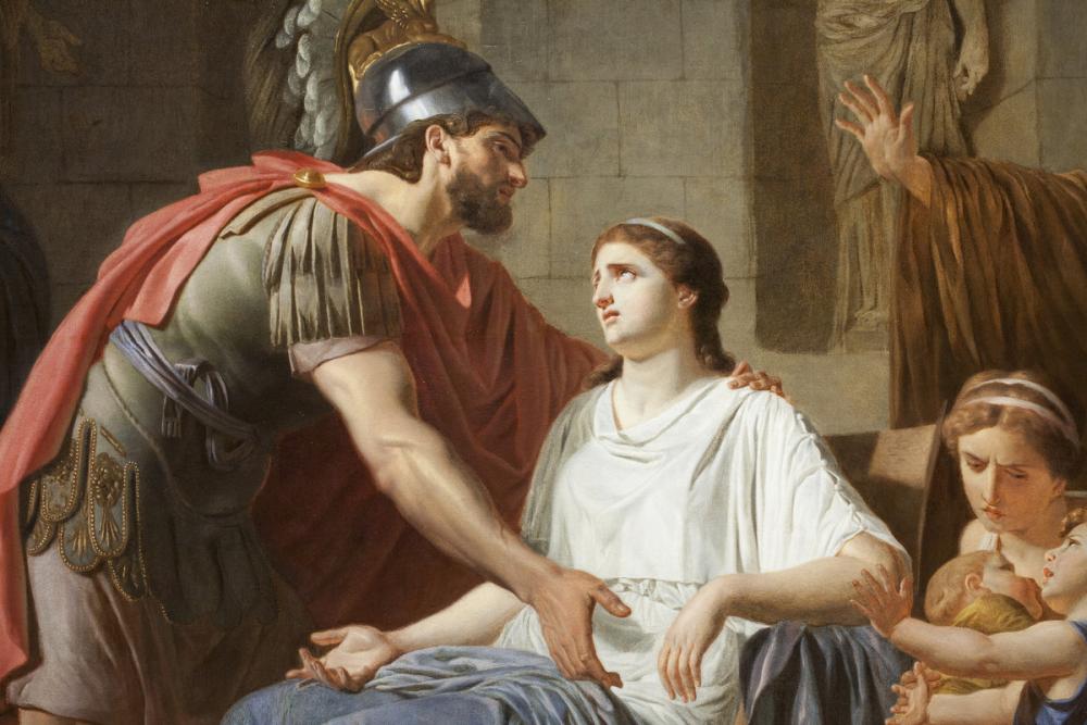 Etienne Aubry, Les Adieux de Coriolan à sa Femme au moment qu'il part pour se rendre chez les Volsques (detail) Etienne Aubry, Les Adieux de Coriolan à sa Femme au moment qu'il part pour se rendre chez les Volsques