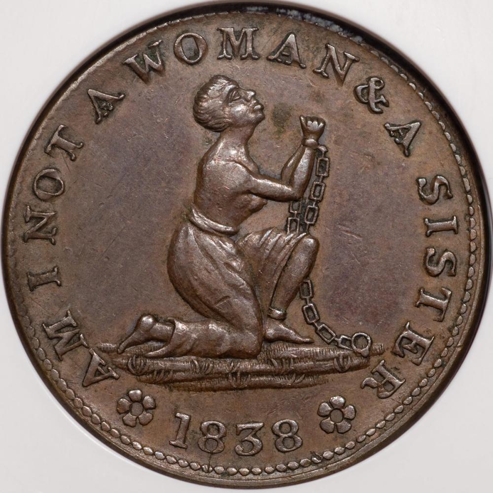 Gibbs, Gardner, and Company, "Am I Not A Woman & A Sister" Anti-Slavery Hard Times Token