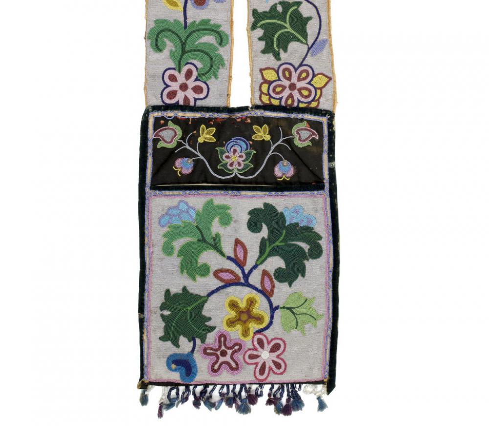 Unknown Maker, Anishinaabe (Ojibwe), Shoulder bag; Bandolier bag, ca. 1900 Unknown Maker, Anishinaabe (Ojibwe), Shoulder bag; Bandolier bag, ca. 1900