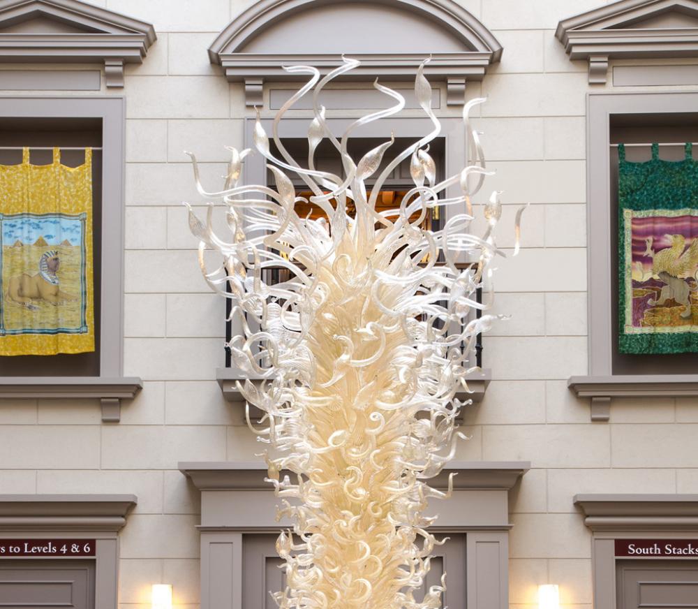 Dale Chihuly (American, b. 1941), Clear and Gold Tower