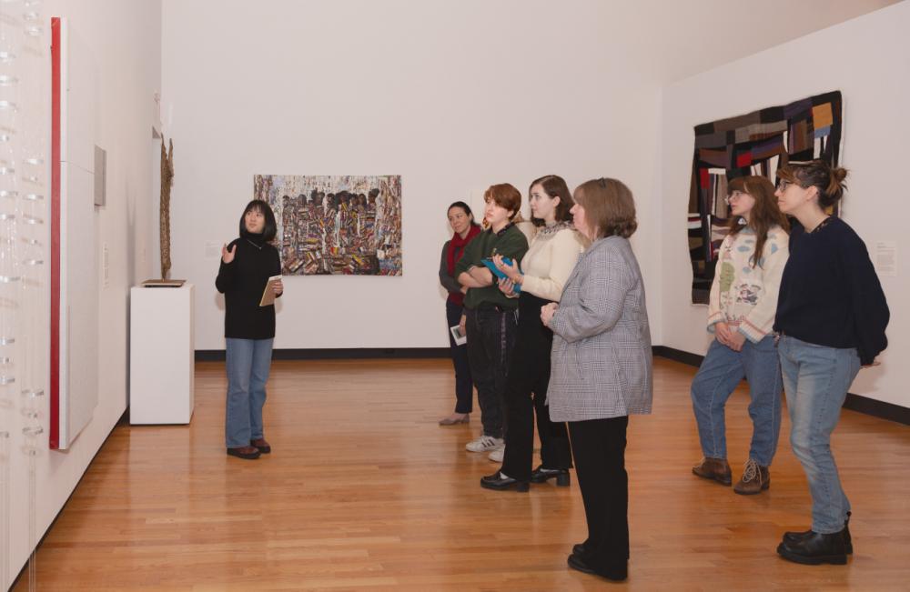 Student Guide Emma Harrison ’26 gives a tour to a group of Museum visitors