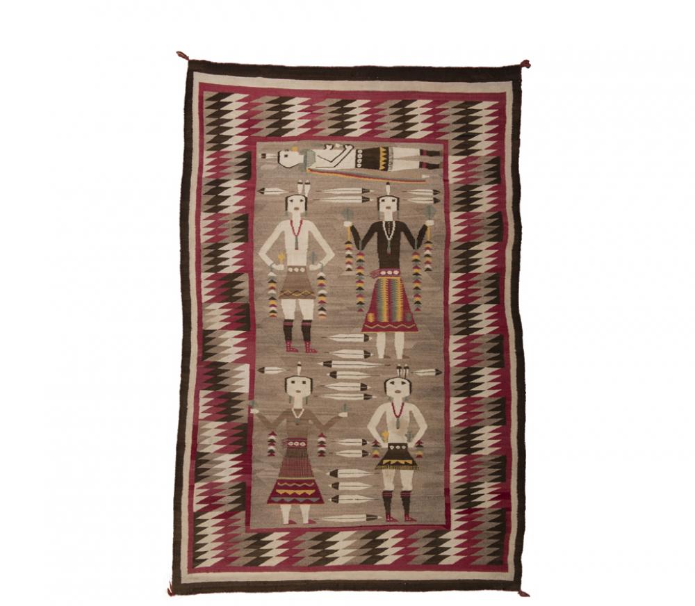 Unknown artist (Navajo), Yeibichai dancers in pairs, ca. 1925-1935, handspun wool, From the Collection of Rebecca and Jean-Paul Valette Unknown artist (Navajo), Yeibichai dancers in pairs, ca. 1925-1935, handspun wool, From the Collection of Rebecca and Jean-Paul Valette