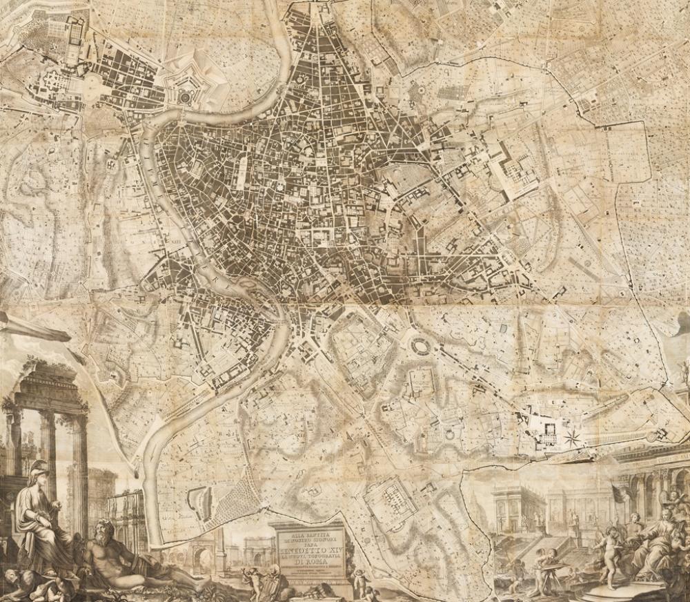 Giovanni Battista Nolli (Italian, 1701-1756); Domenico Pronti (Italian, active late 18th century), Nuova Pianta di Roma (detail), 1748 Nolli map; 1795 Pronti prints