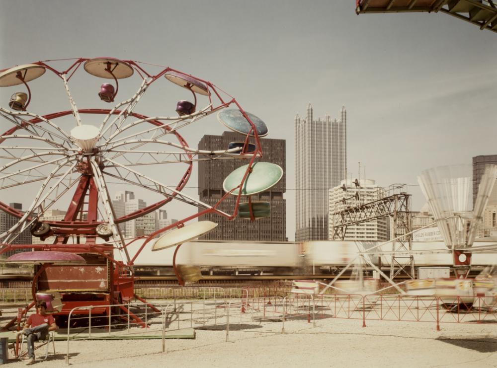 Joel Meyerowitz (American, b. 1946), Pittsburgh, Carnival and train (detail), 1984 Joel Meyerowitz (American, b. 1946), Pittsburgh, Carnival and train (detail), 1984