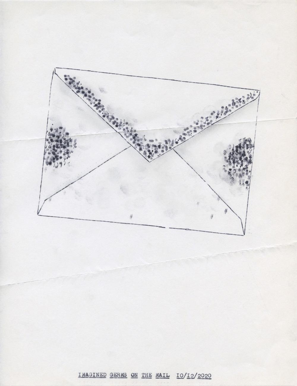 Lenka Clayton (British, b. 1977), Imagined Germs on the Mail 10/12/2020 in the series "Typewriter Drawings", 2020