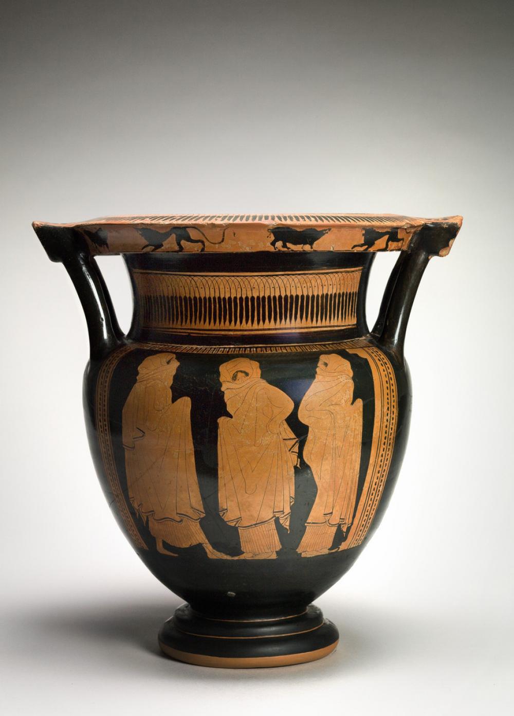 Eupolis Painter (Greek, ca. 450-440 BCE), Column krater with veiled dancers