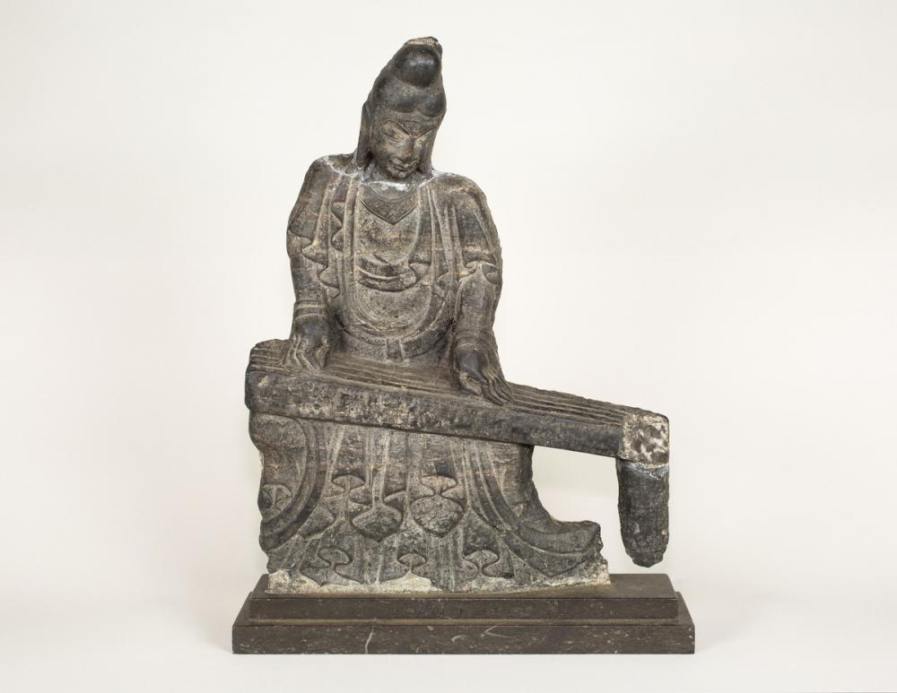 Unknown (Chinese), A musician playing the qin, 6th century CE