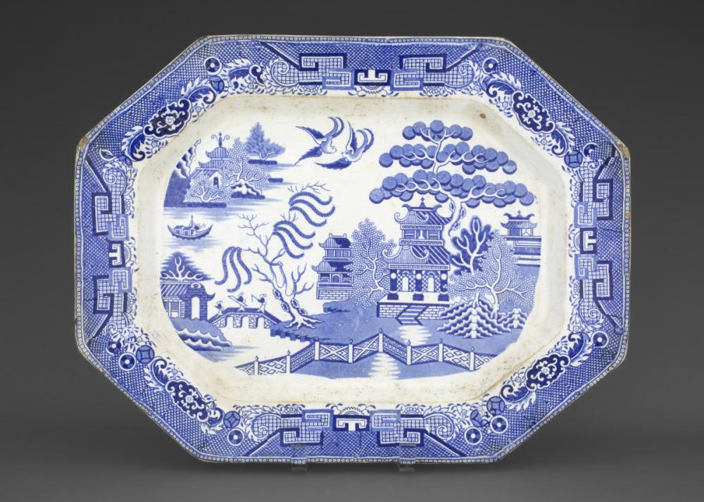 Unknown (English; British), willow pattern platter, ca. 1820 Unknown (English; British), willow pattern platter, ca. 1820