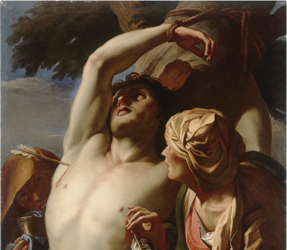 Daniel Seiter (Austrian, 1649-1705), Saint Sebastian Tended by Saint Irene (detail), ca. 1680 Daniel Seiter (Austrian, 1649-1705), Saint Sebastian Tended by Saint Irene (detail), ca. 1680